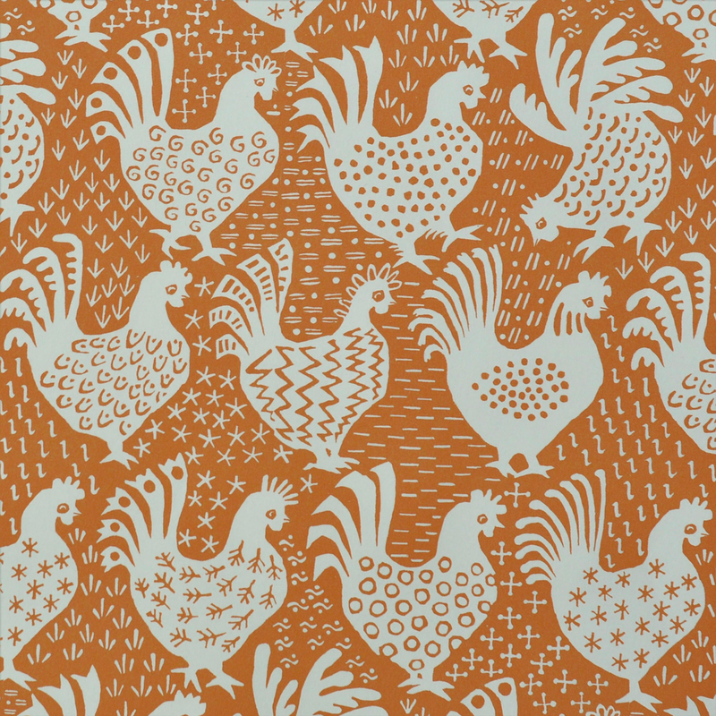 Patterned Paper Hens Cinnamon