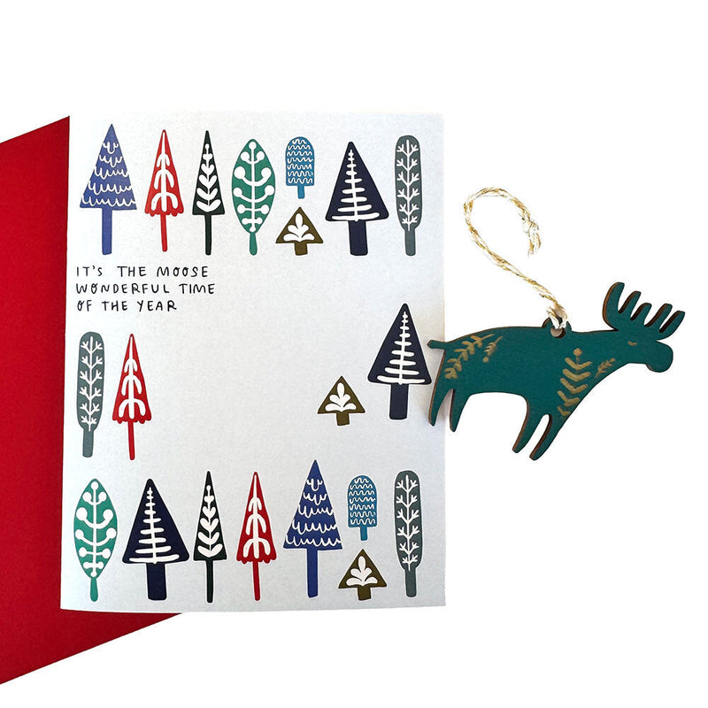 Moose Wonderful Time of the Year - Moose Ornament w/Card