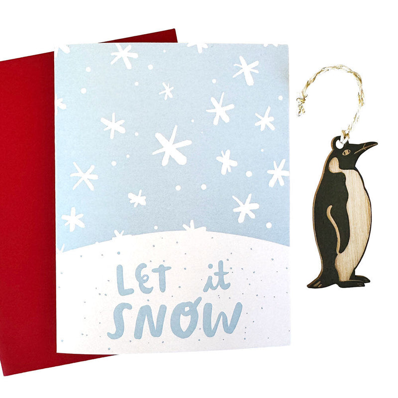 Let it Snow - Penguin Ornament w/Card