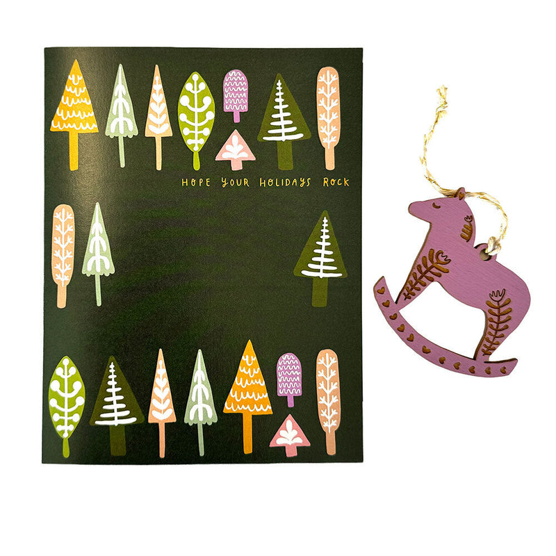 Hope Your Holidays Rock - Rocking Horse Ornament w/Card