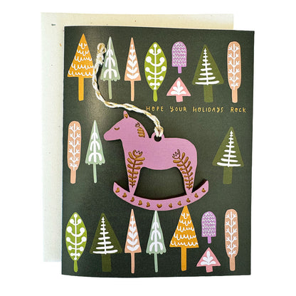 Pic of the &quo;Hope Your Holidays Rock - Rocking Horse Ornament w/Card&quo;