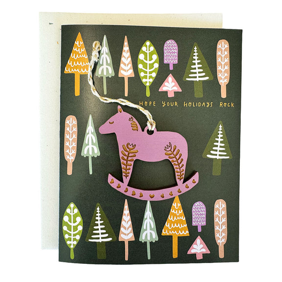 Pic of the &quo;Hope Your Holidays Rock - Rocking Horse Ornament w/Card&quo;