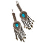 Turkmen Silver and Turquoise Fringe Earrings