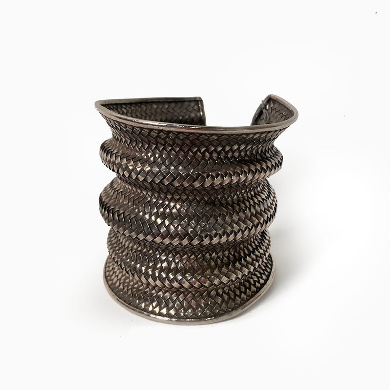 Thai Basket Woven Sterling Silver Cuff