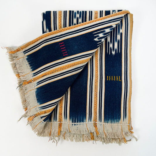 African Baule Cloth, Indigo + Gold