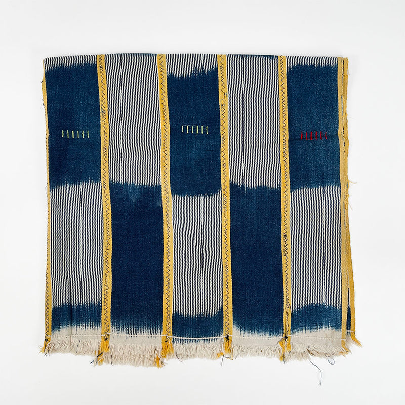 African Baule Cloth, Indigo + Yellow