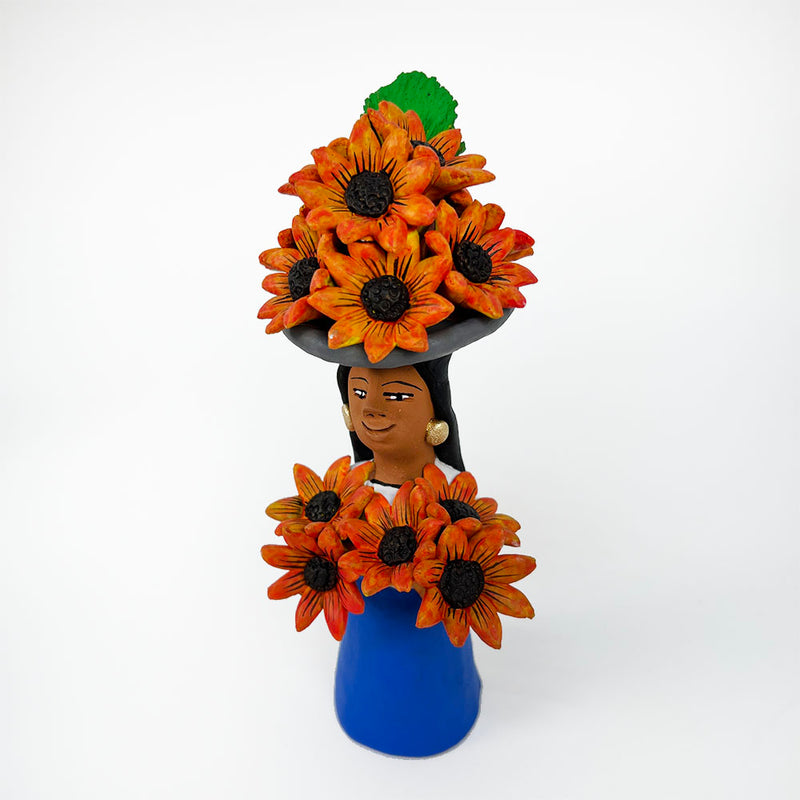 Flower Vendor with Orange Blooms