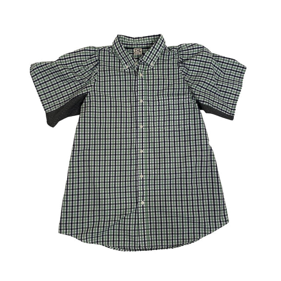 Remade Green and black checkered shirt on a white background