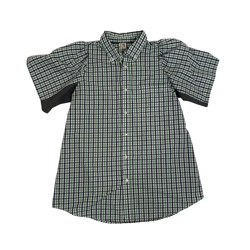 Remade Green and black checkered shirt on a white background