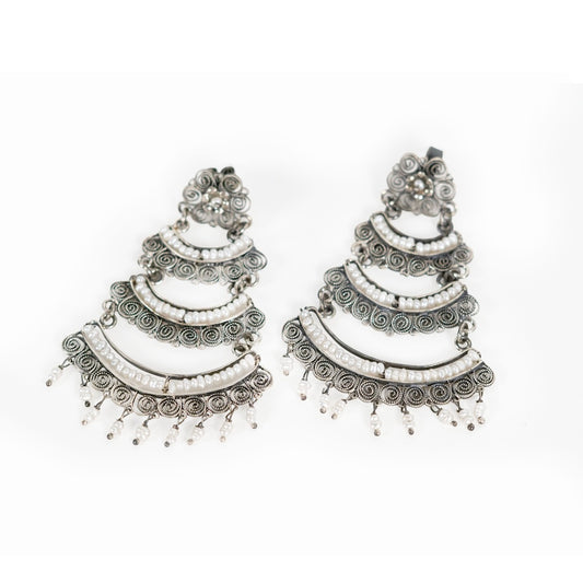 Sterling Silver Filigree Chandelier Earrings