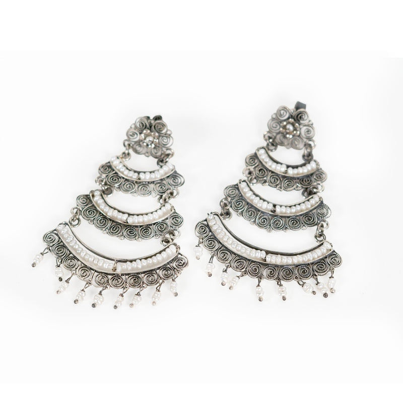 Sterling Silver Filigree Chandelier Earrings