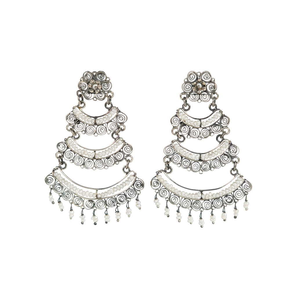 Sterling Silver Filigree Chandelier Earrings