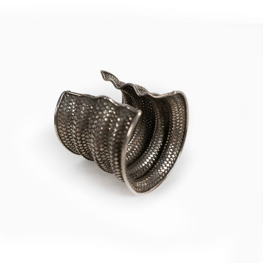 Thai Basket Woven Sterling Silver Cuff