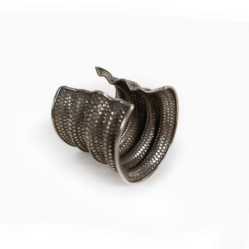 Thai Basket Woven Sterling Silver Cuff