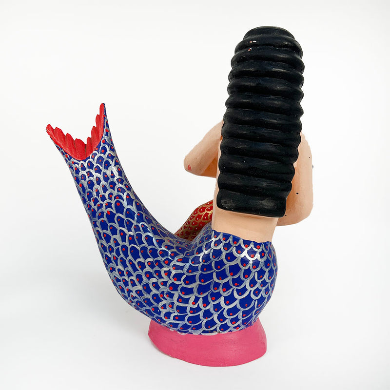 Oaxacan Carved Wood Mermaid & Child, Coindo Melchor Gomez