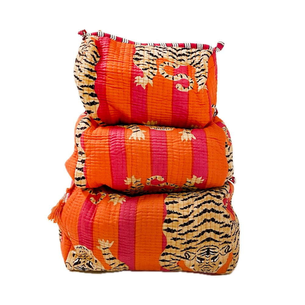 Quilted Pouch, Stripped Tiger