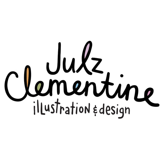 Logo with 'Julz Clementine' and 'Illustration & Design' text on a white background