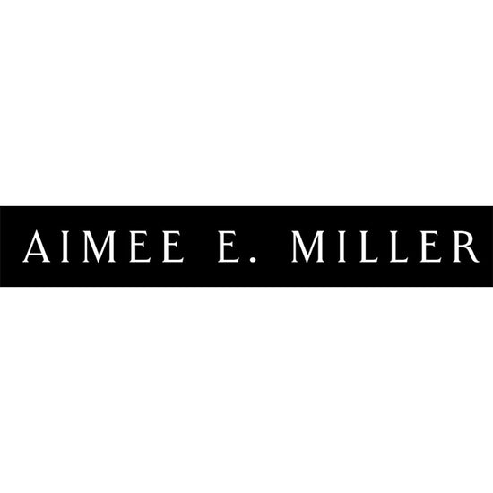 Black rectangular logo with 'AIMEE E. MILLER' in white text on a white background.