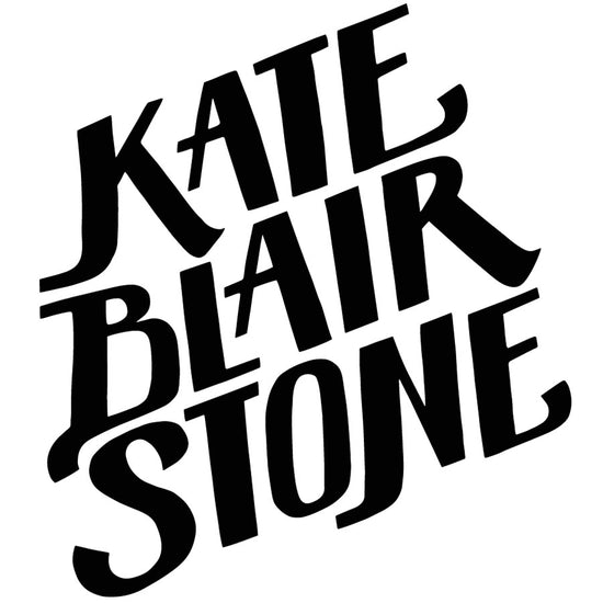 Black text on a white background with a stylized 'Kate Blair Stone' logo.