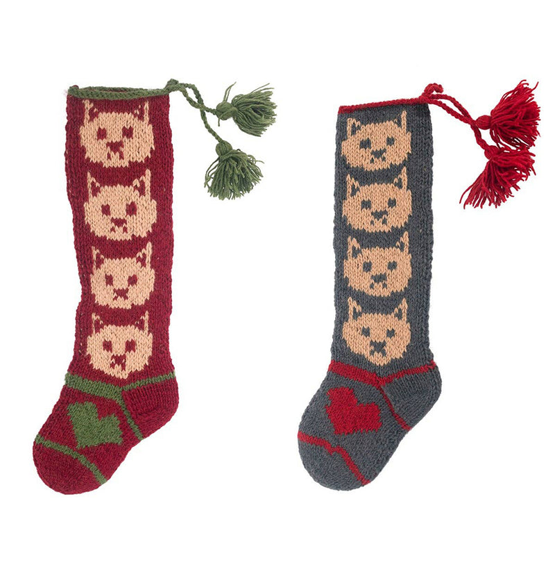 Kitty Hand Knit Wool Stocking