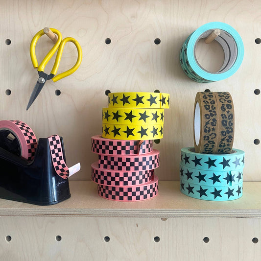 Eco Paper Tape, Turquoise Star