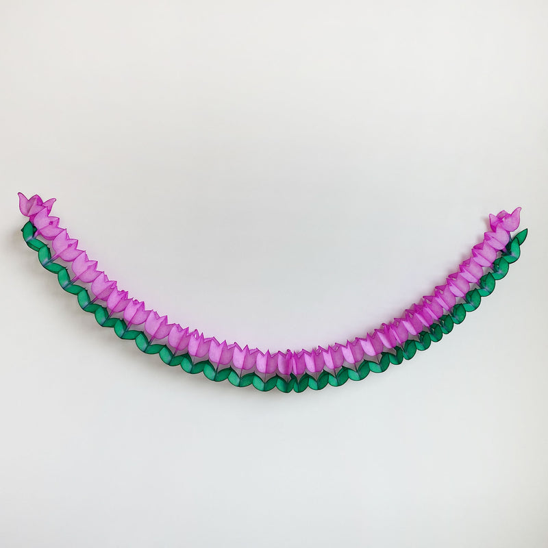 Tissue Tulip Garland, Green/Pink