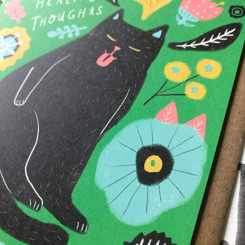 Kitty Sending You Healing Thoughts Get Well Greeting Card