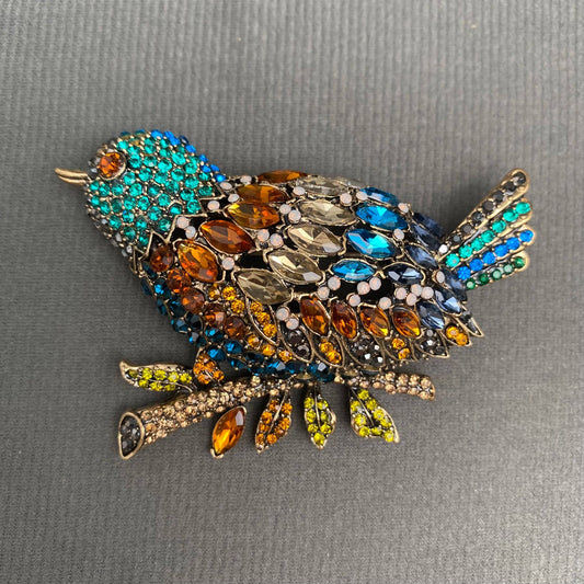 RHINESTONE BIRDS ON BRANCH