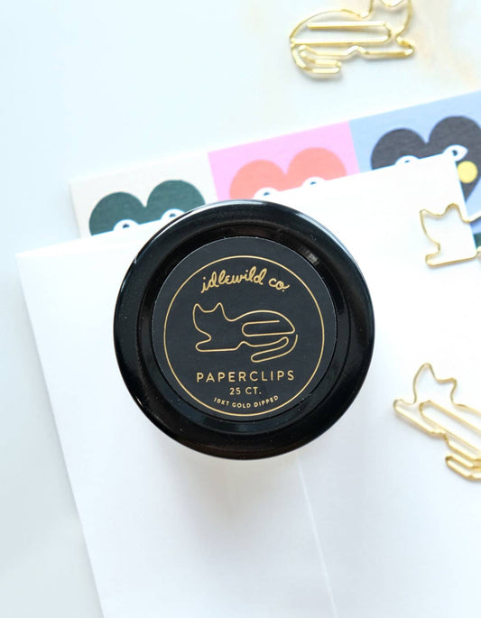 Gold Plated Paper Clips - Cat