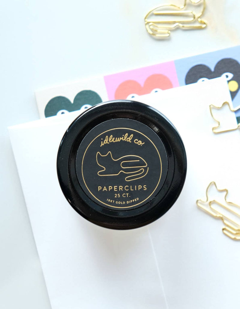 Gold Plated Paper Clips - Cat