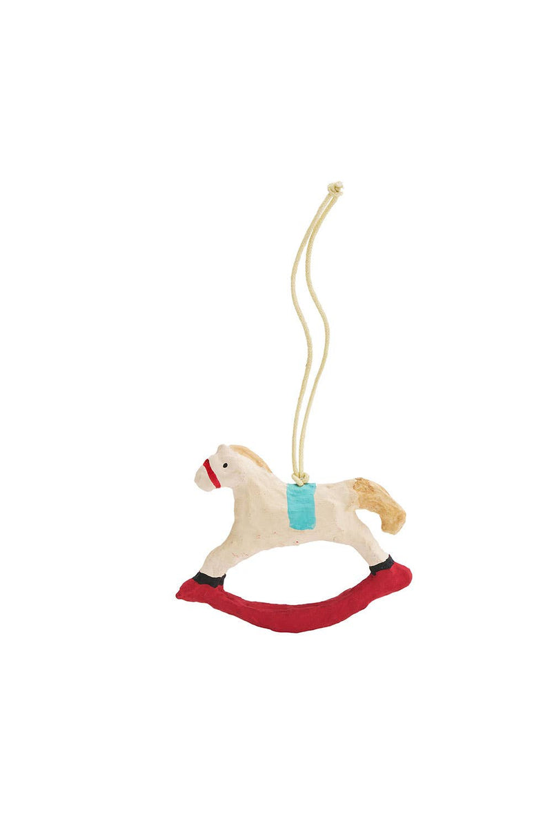 Rocking Horse Ornament, Paper Mache