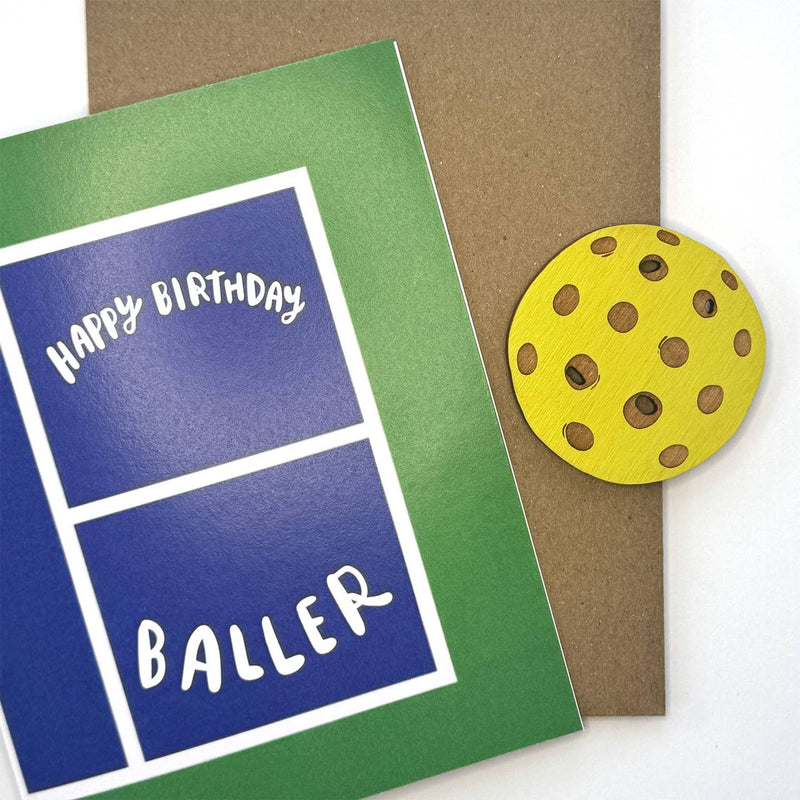 Happy Birthday Baller - Pickleball Magnet w/Card