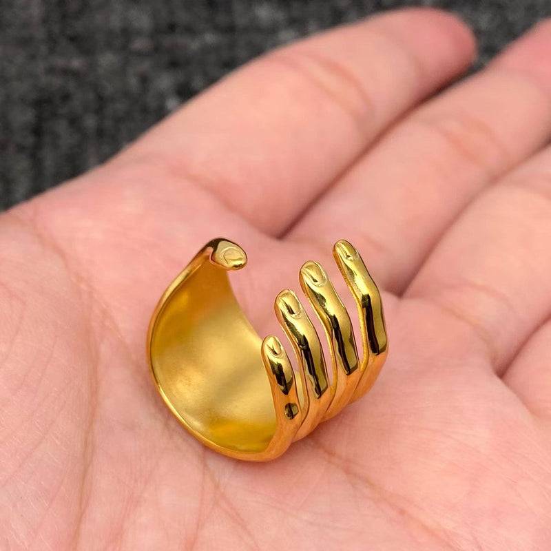 18K PLATE PALM RING