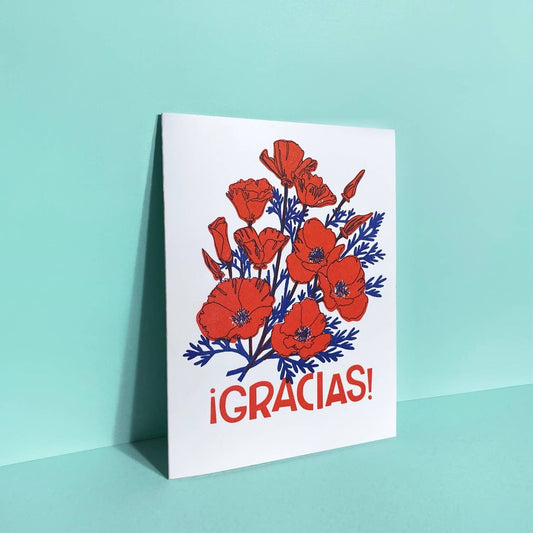 Gracias Poppies Greeting Card