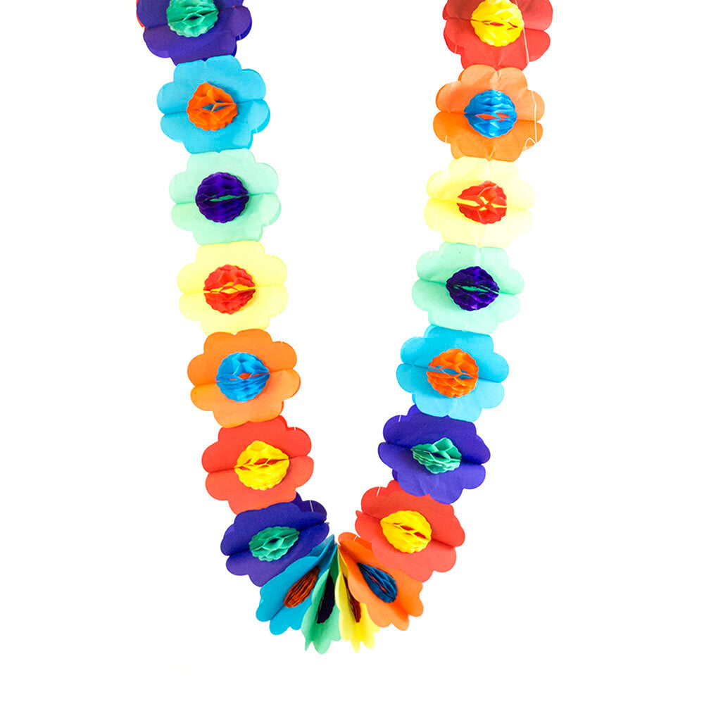Multicolored paper flower garland