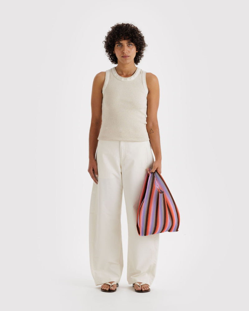 Pleated Baggu, Gradient Stripe Poppy & Lilac