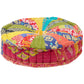 Colorful patterned ottoman on a white background
