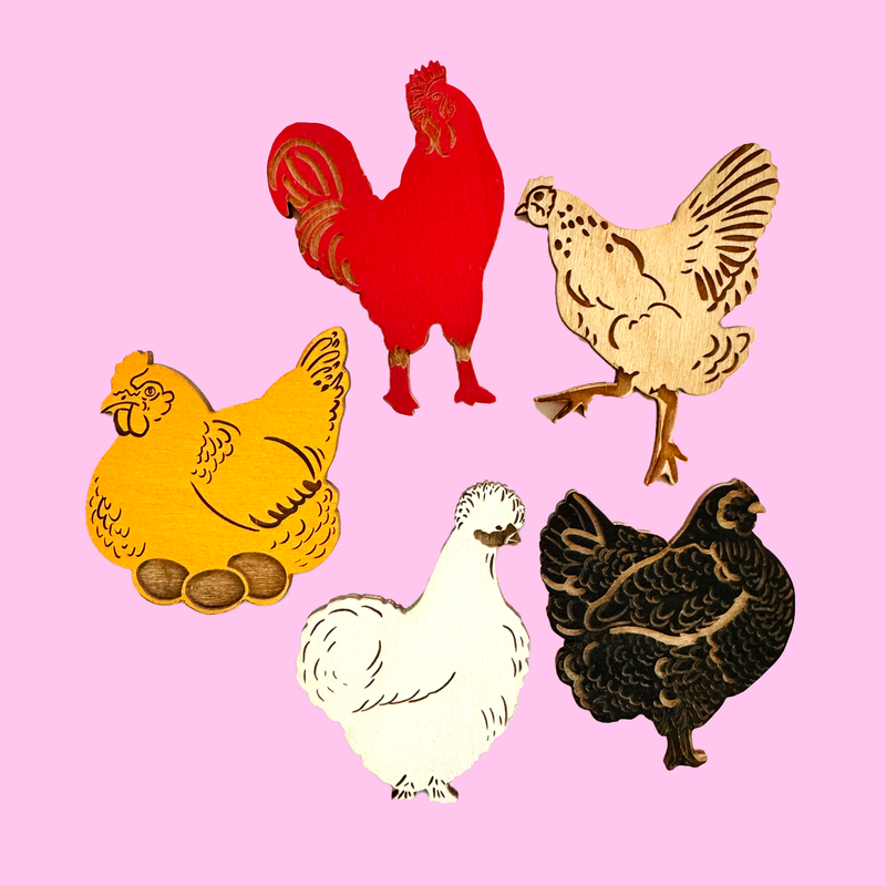 Backyard Birds - Chicken - Set of 5 Magnets