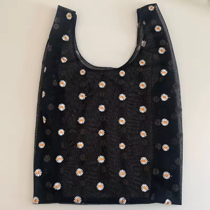 Daisy Flower Mesh Totes