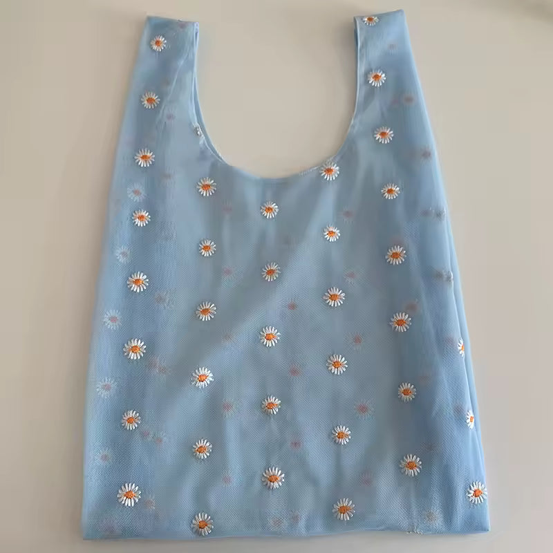 Daisy Flower Mesh Totes