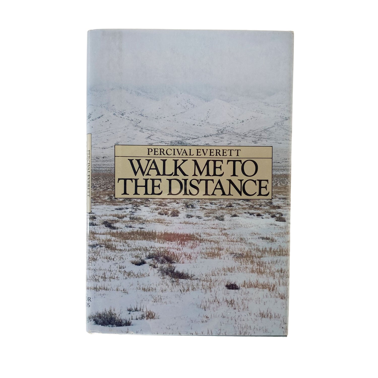 Book cover with a snowy landscape and text 'Percival Everett Walk Me to the Distance'