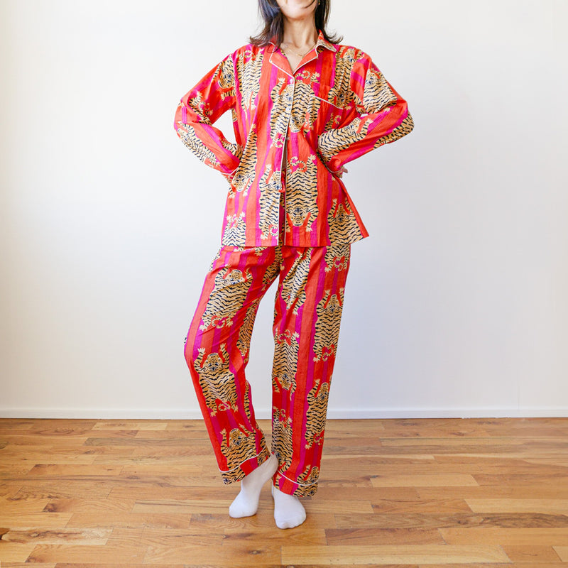 Tiger Pajama Set, Orange & Pink